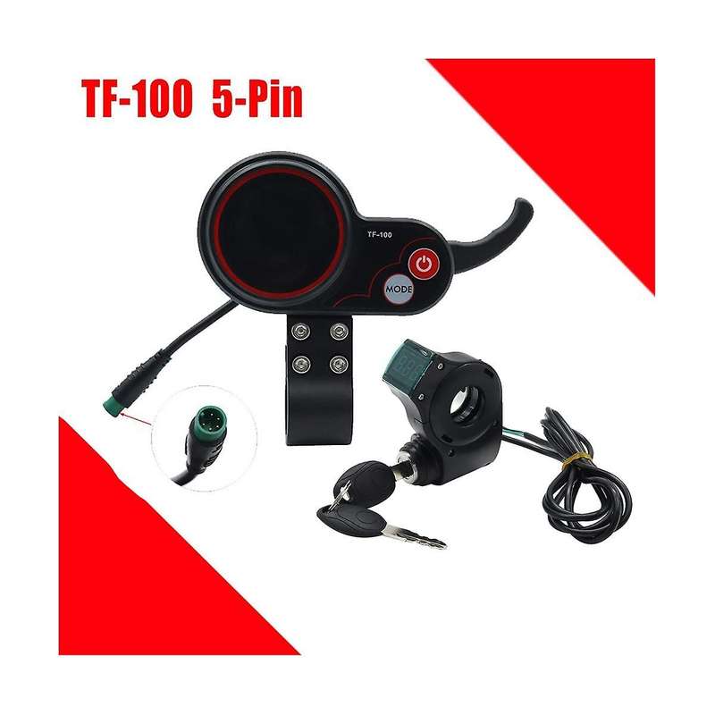 Tf-100 Display Dashboard 5pin+ignition Lock Key Long Cable Scooter Speedometer for Electric Scooter