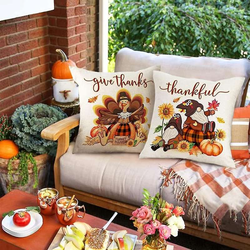 Thanksgiving Fall Pillow Covers 18X18, Pumpkin Throw Pillows Covers Set of 4, Couch Cushion Cases Ho