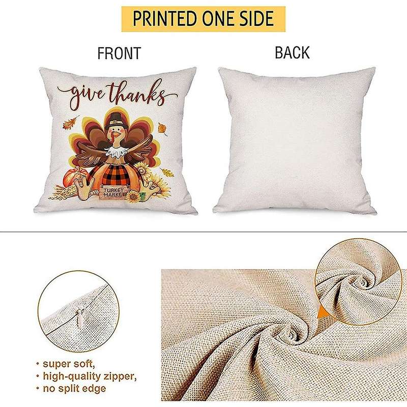 Thanksgiving Fall Pillow Covers 18X18, Pumpkin Throw Pillows Covers Set of 4, Couch Cushion Cases Ho