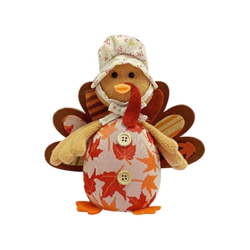 Thanksgiving Decorations Fall Gnome Decor: 2 Pcs Handmade Turkey Plush Ornaments with Sunflower Mapl