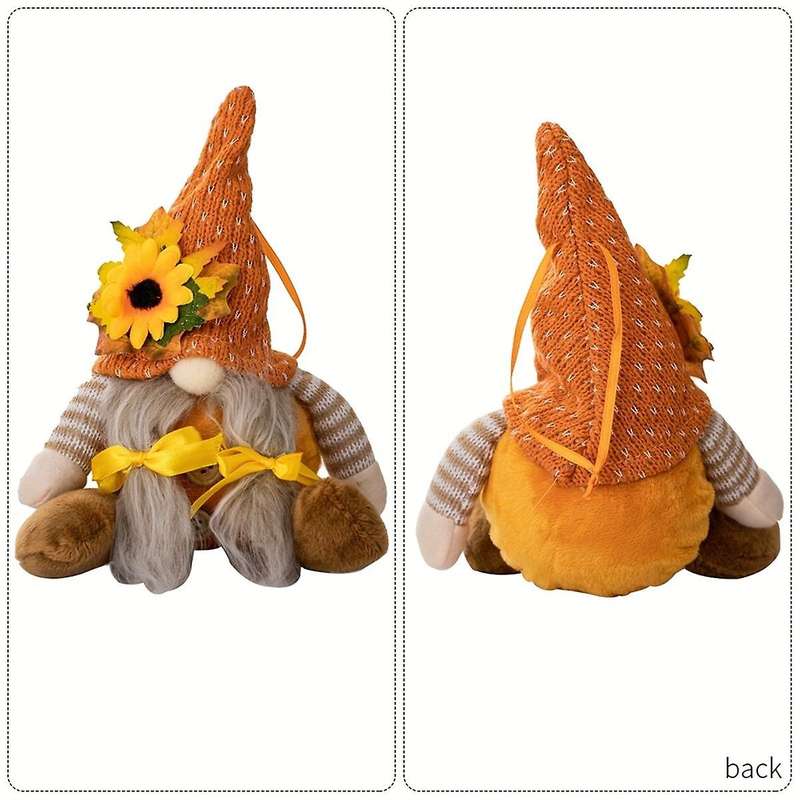 Thanksgiving Decoration Harvest Season Maple Leaf Straw Hat Rudolf Short Legs DollGoblin Dwarf Doll