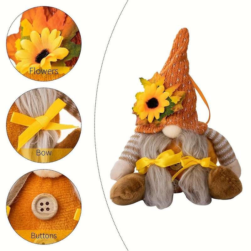 Thanksgiving Decoration Harvest Season Maple Leaf Straw Hat Rudolf Short Legs DollGoblin Dwarf Doll