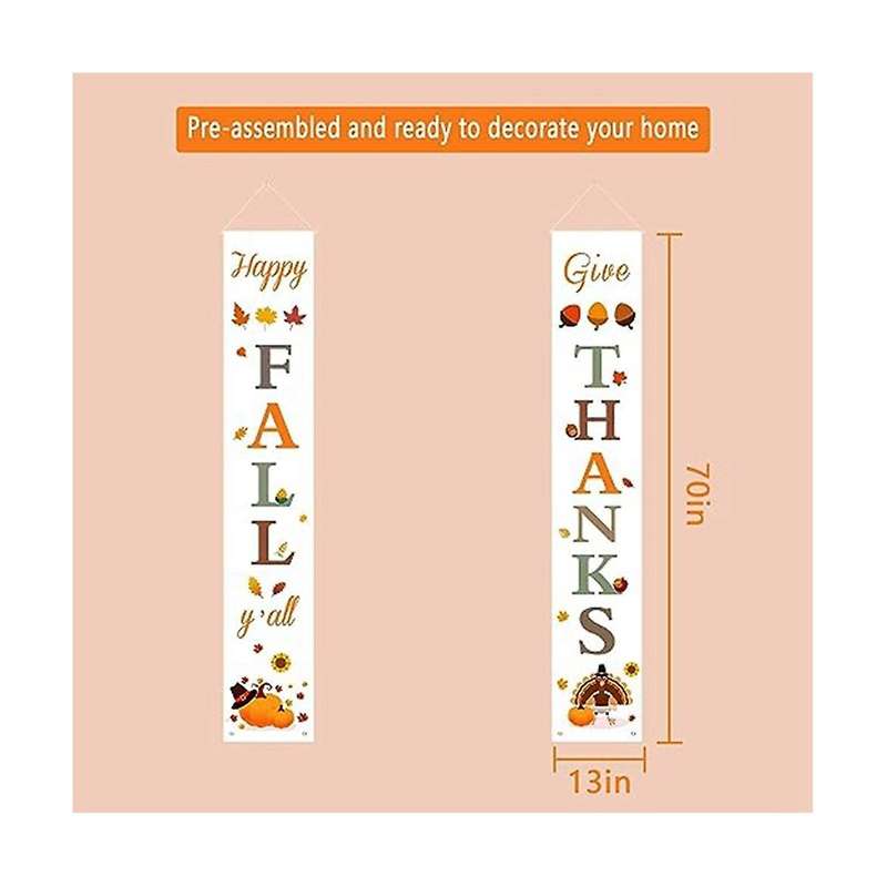 Thanksgiving Couplet Door Curtain Banner Autumn Harvest Door Welcome Porch Sign Decoration Outdoor T