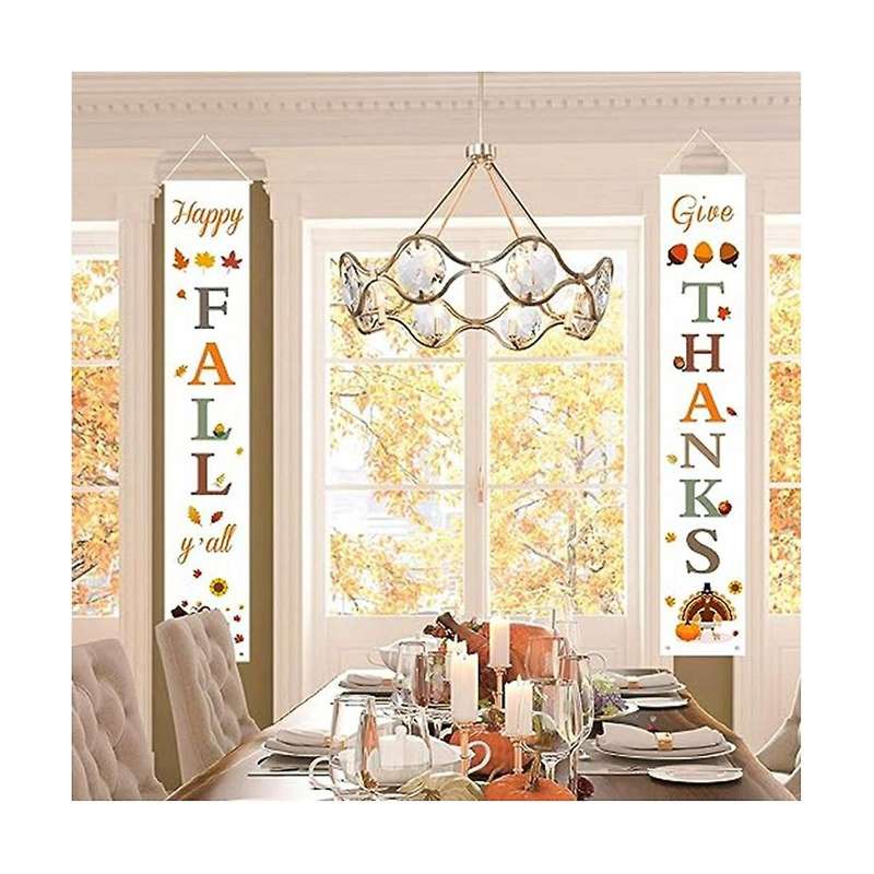 Thanksgiving Couplet Door Curtain Banner Autumn Harvest Door Welcome Porch Sign Decoration Outdoor T