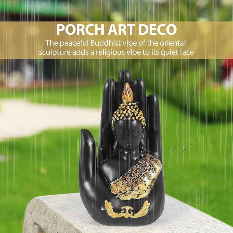 Thai Buddha in the Palm Statue Figurine, Buddha Sculpture-Indoor/Outdoor Decor for Garden,Patio,Por