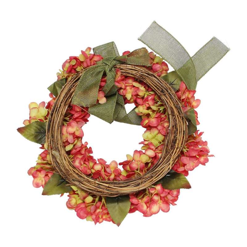 Thanksgiving Wreath for Front Door Hanging Ornament Autumn Theme Door Wreath Fall Hydrangea Bowknot