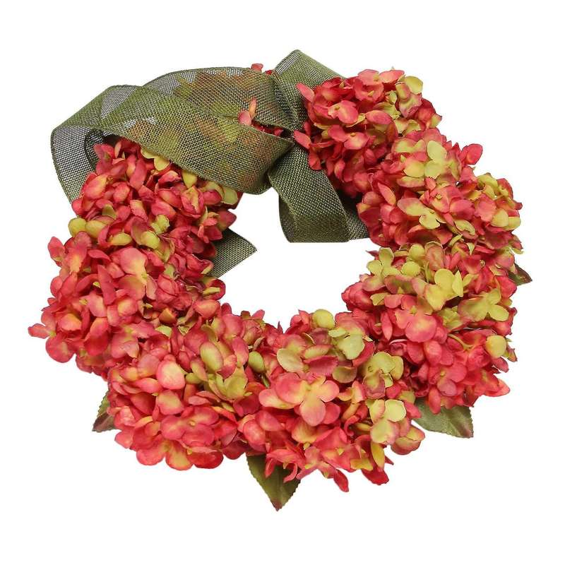 Thanksgiving Wreath for Front Door Hanging Ornament Autumn Theme Door Wreath Fall Hydrangea Bowknot