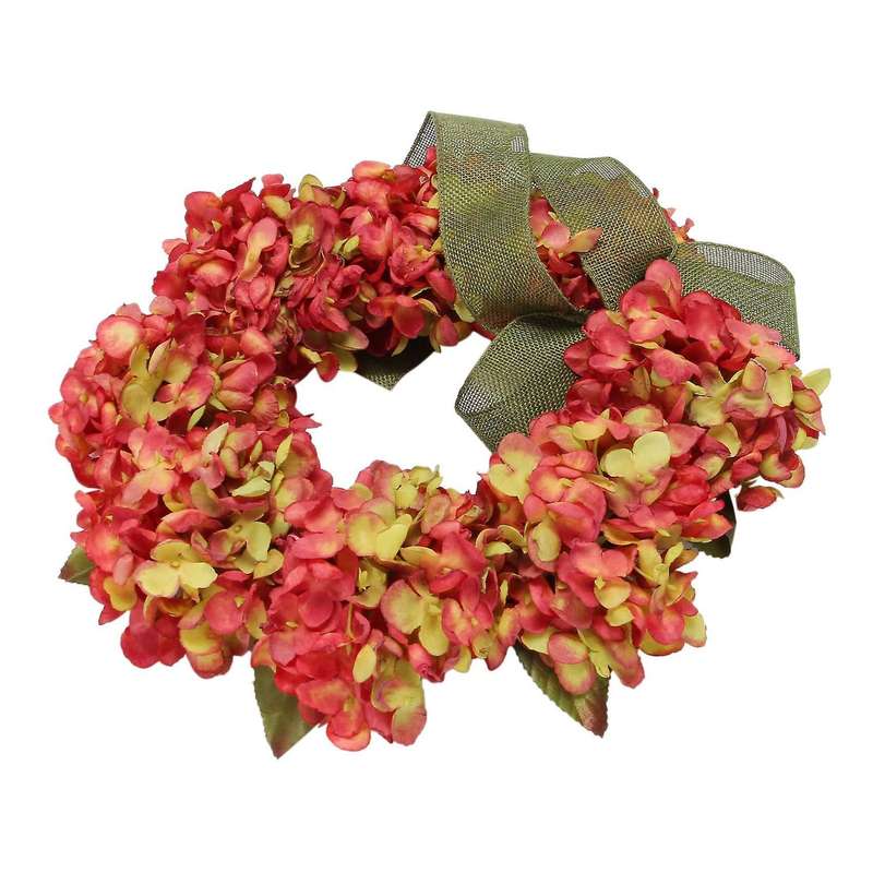 Thanksgiving Wreath for Front Door Hanging Ornament Autumn Theme Door Wreath Fall Hydrangea Bowknot