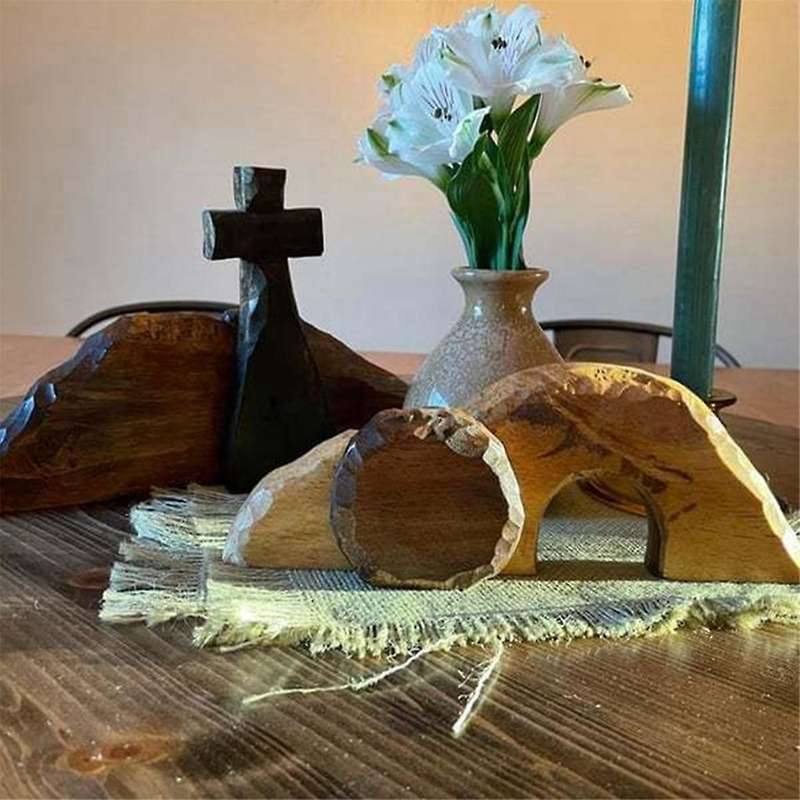 The Empty Tomb Easter Scene and Ornament Jesus Resurrection Scene Nativity Figurines Catholic Festiv
