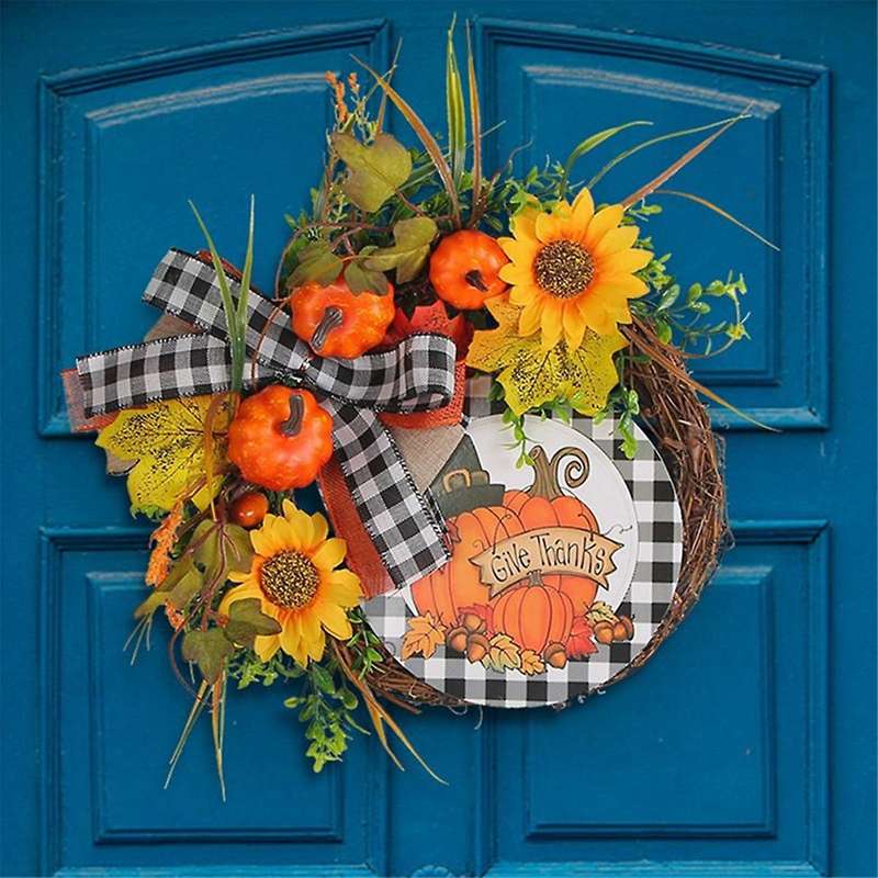The Front Door Autumn Wreath, Thanksgiving Wreath, Harvest Decoration Farmhouse Porch Door, Thanksgi