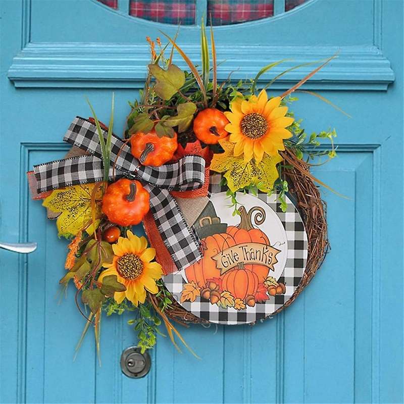The Front Door Autumn Wreath, Thanksgiving Wreath, Harvest Decoration Farmhouse Porch Door, Thanksgi