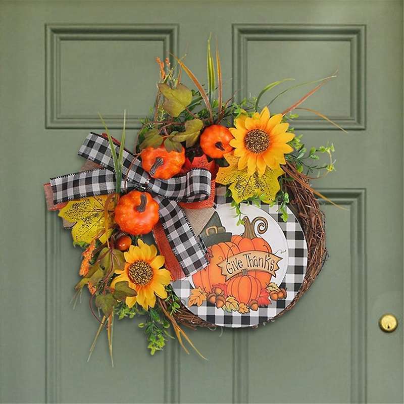The Front Door Autumn Wreath, Thanksgiving Wreath, Harvest Decoration Farmhouse Porch Door, Thanksgi