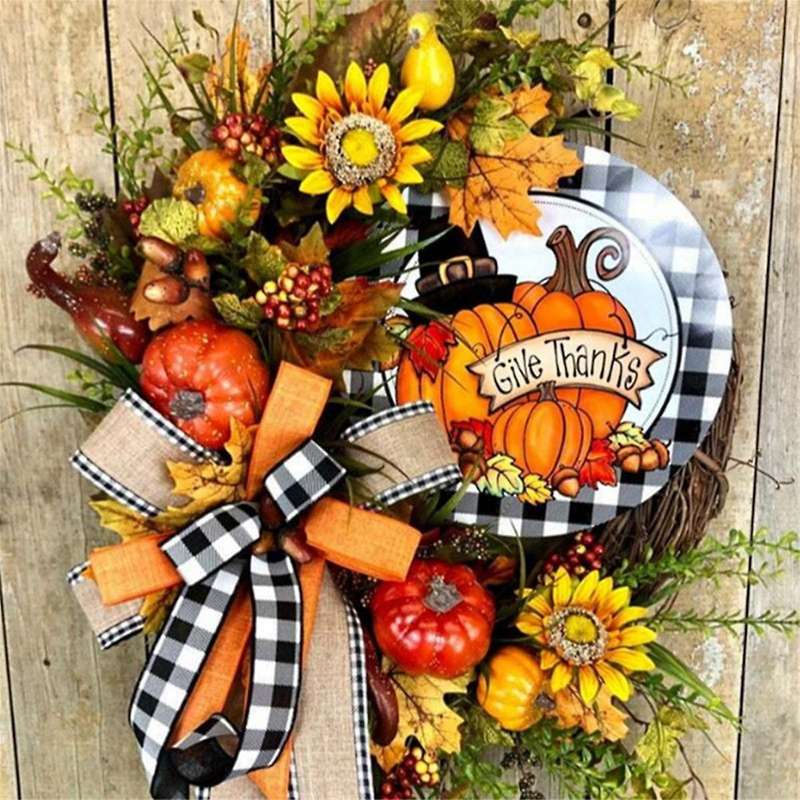 The Front Door Autumn Wreath, Thanksgiving Wreath, Harvest Decoration Farmhouse Porch Door, Thanksgi