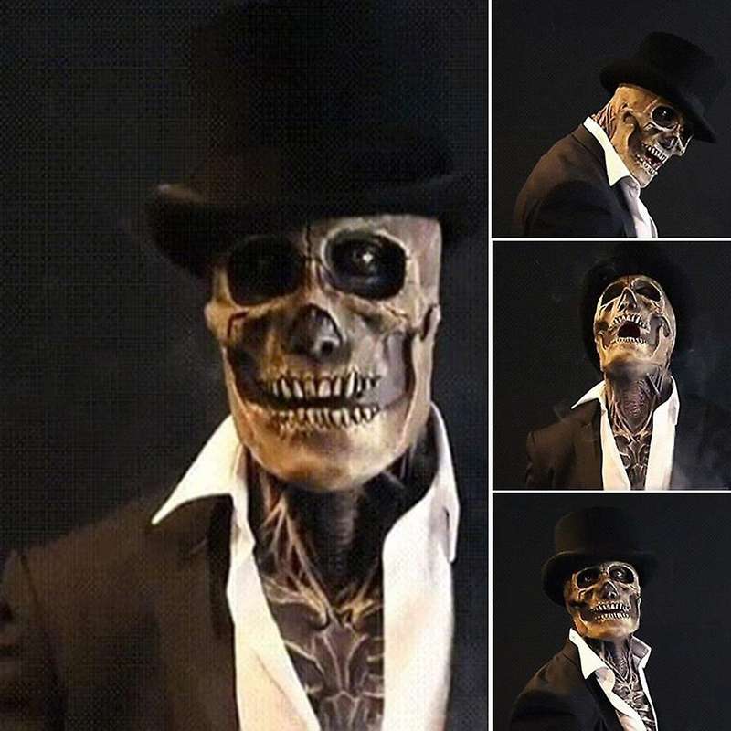 The Latest Skeleton Biochemical Mask for Halloween Party Cosplay Props Silicone Full Cover Head Cove