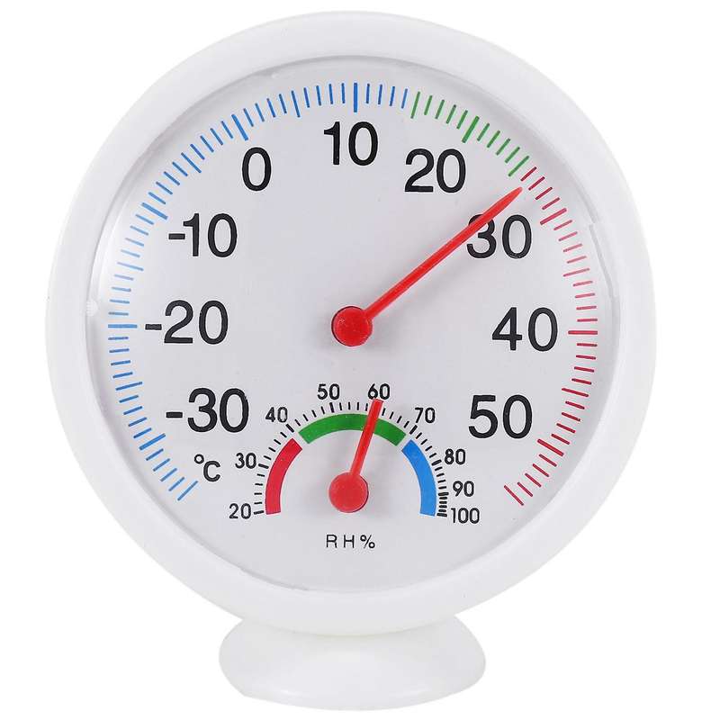 Thermometer Hygrometer Needle Round Dial Tester Interior Exterior White