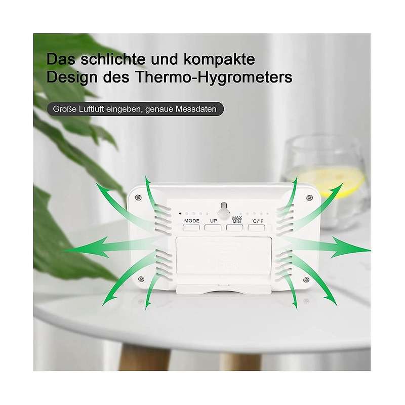 Thermometer Hygrometer Indoor with Alarm Clock, Lcd Digital Thermometer, for Room, Living Room, Win