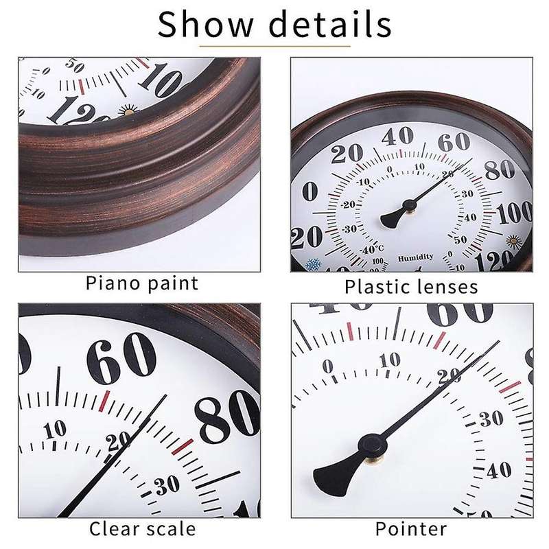 Thermometer Hygrometer for Room Kitchen Garden Wall Decoration 203 Mm Diameter Indoor/Outdoor Temper