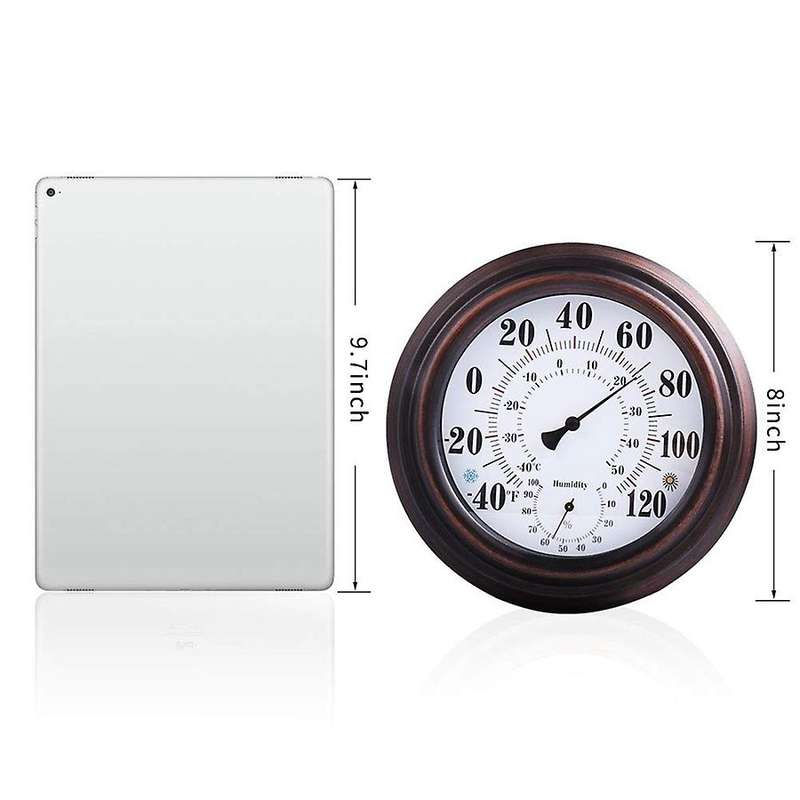 Thermometer Hygrometer for Room Kitchen Garden Wall Decoration 203 Mm Diameter Indoor/Outdoor Temper