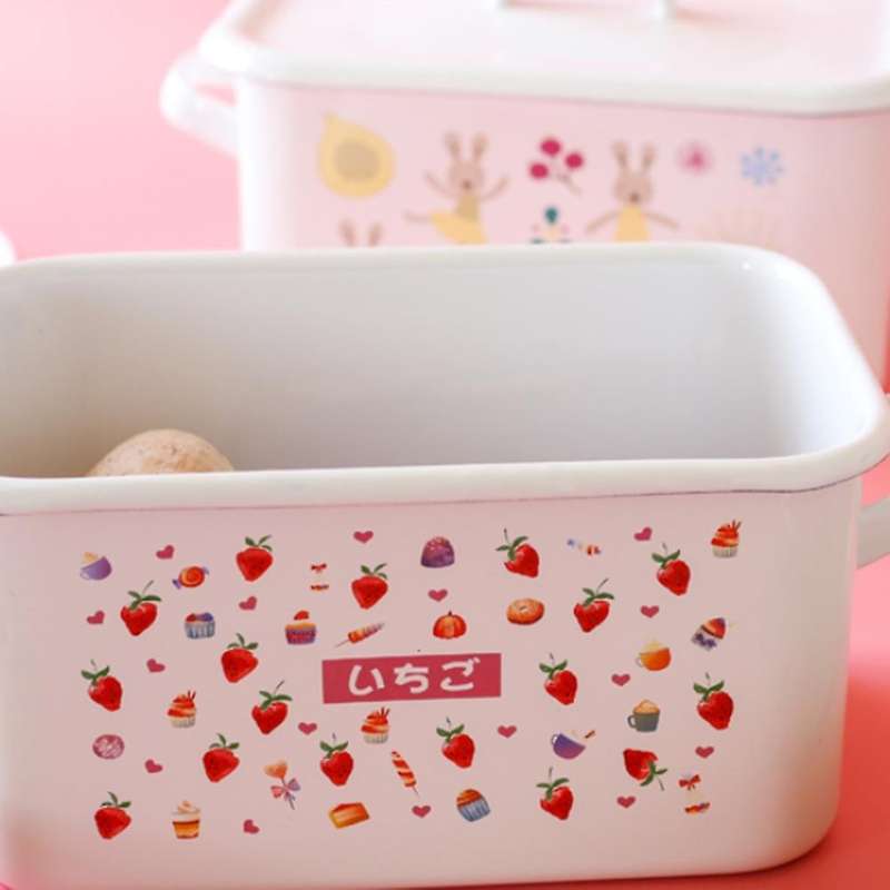 Thickened Enamel Food Crisper Bread Box Snack Box Toast Box Storage Box Can Be Put in Refrigerator O