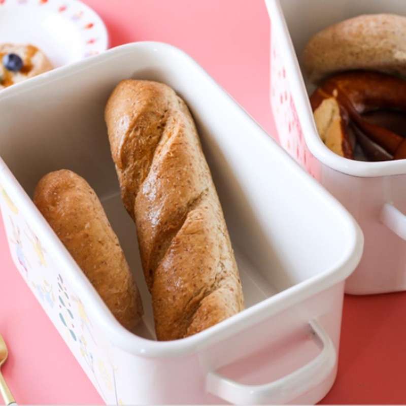 Thickened Enamel Food Crisper Bread Box Snack Box Toast Box Storage Box Can Be Put in Refrigerator O