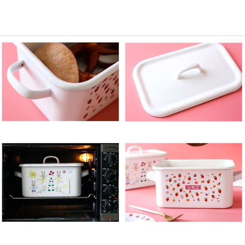 Thickened Enamel Food Crisper Bread Box Snack Box Toast Box Storage Box Can Be Put in Refrigerator O