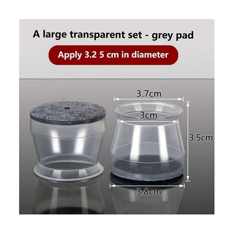 Thickened Silicone Table Chair Stool Protector Mute Felt Pad Transparent Gray Felt 32 Pieces