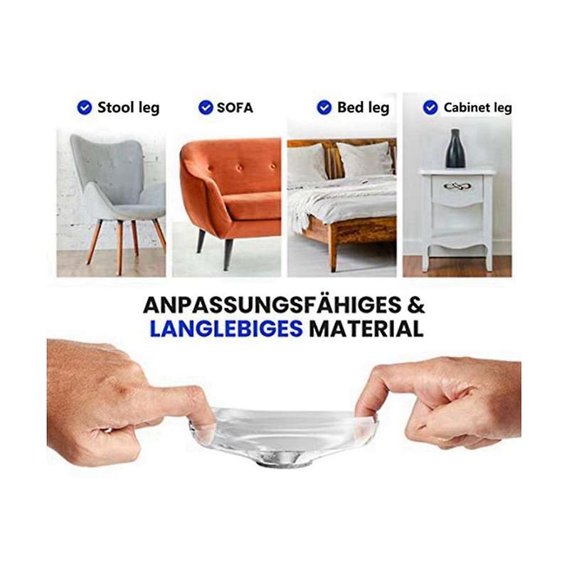 Thickened Silicone Table Chair Stool Protector Mute Felt Pad Transparent Gray Felt 32 Pieces
