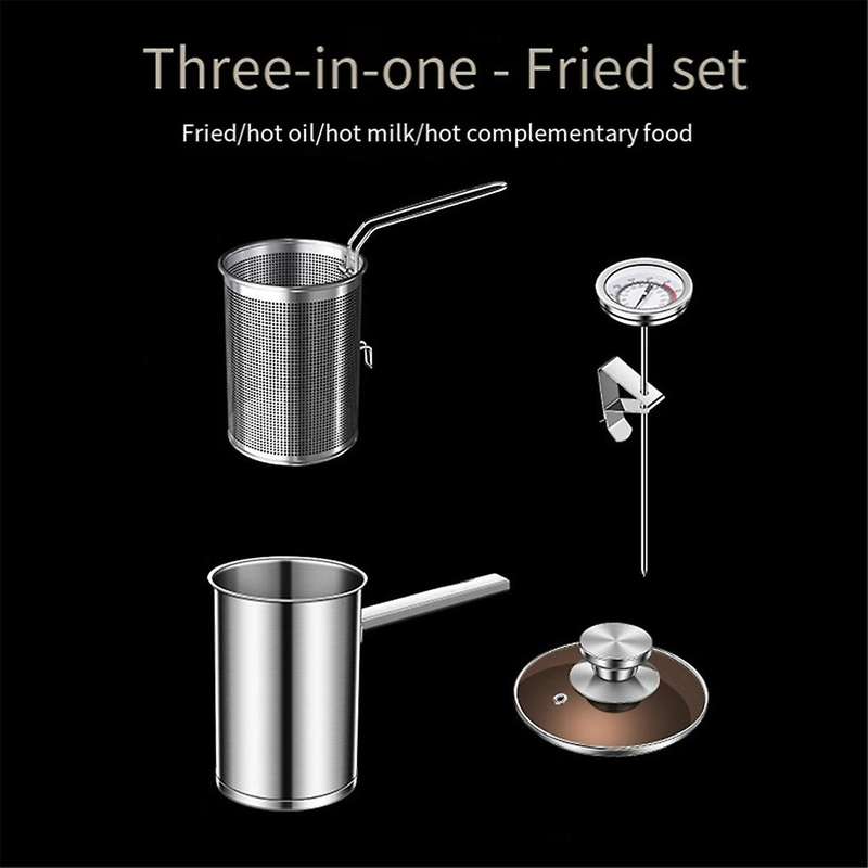 Thickeded Deep Fryer Pot Small Stainless Steel Deep Fryer Pasta Strainer Basket Chicken Fried Food S