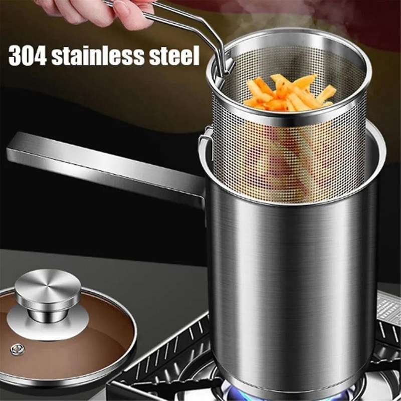 Thickeded Deep Fryer Pot Small Stainless Steel Deep Fryer Pasta Strainer Basket Chicken Fried Food S