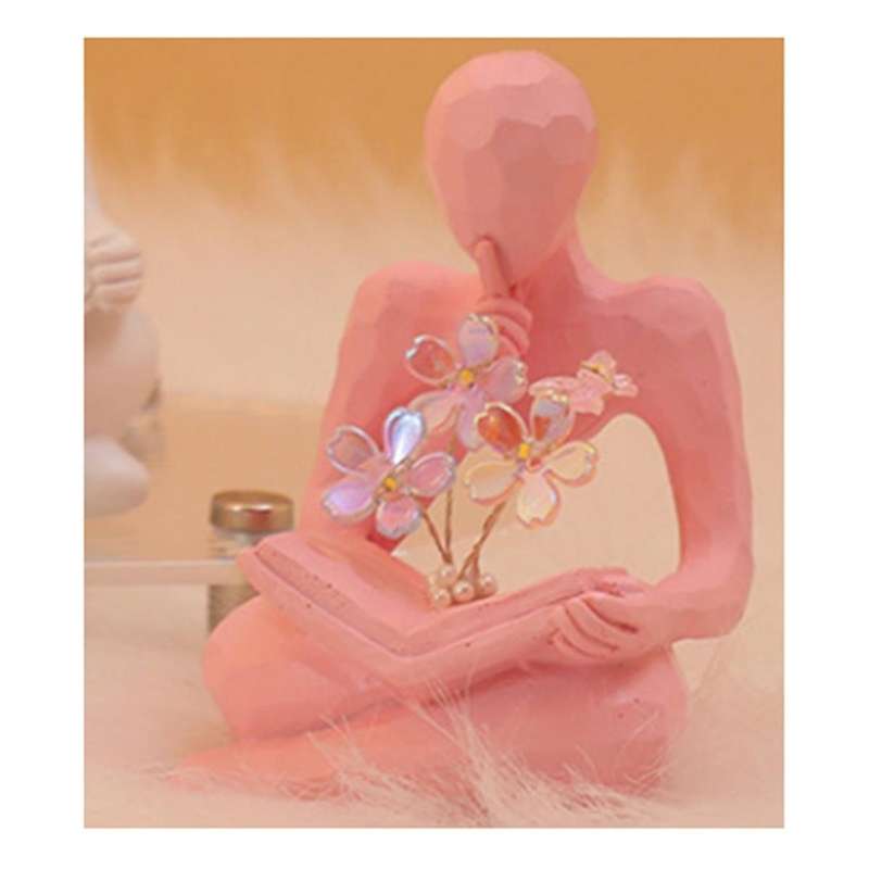 Thinkers Statue Decor Thinking Man Statue Flower Bookworms Sculpture Reading Statue Abstract Sculptu