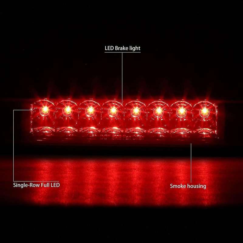 Third Brake Light for 1995-2015 Truck 8 LED 3Rd Brake Stop Tail Lamp High Mount Brake Light (Smoke L