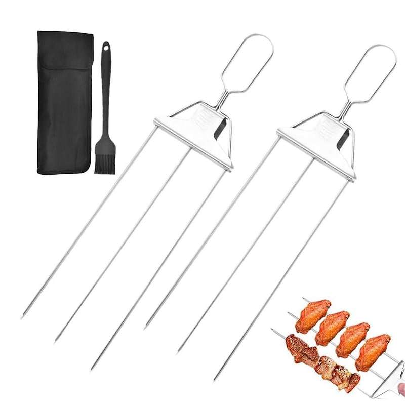 Three- Barbecue Fork Semi-Automatic Barbecue Fork Household Barbecue Barbecue Needle Kebab