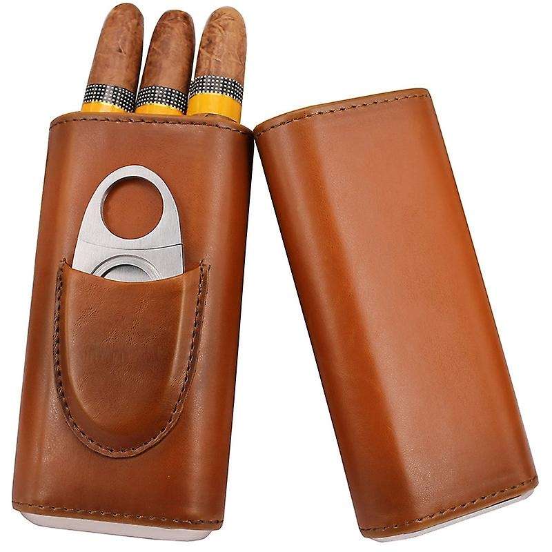 Three Finger Cigar Box Two End Hardware Belt Cigar Scissors Cigar Leather Case Portable Cigar Box A