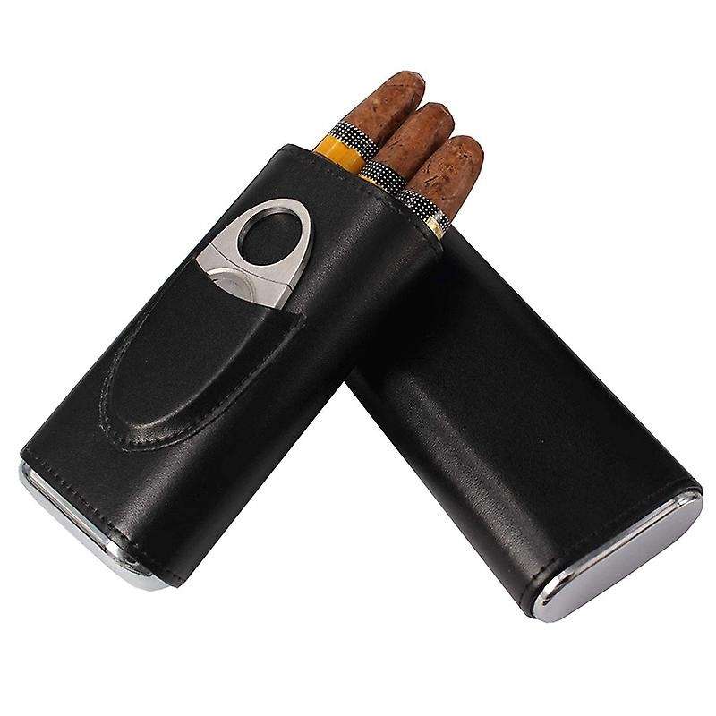 Three Finger Cigar Box Two End Hardware Belt Cigar Scissors Cigar Leather Case Portable Cigar Box A
