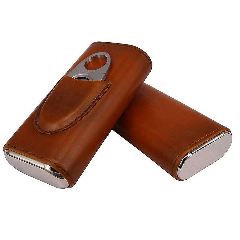 Three Finger Cigar Box Two End Hardware Belt Cigar Scissors Cigar Leather Case Portable Cigar Box A