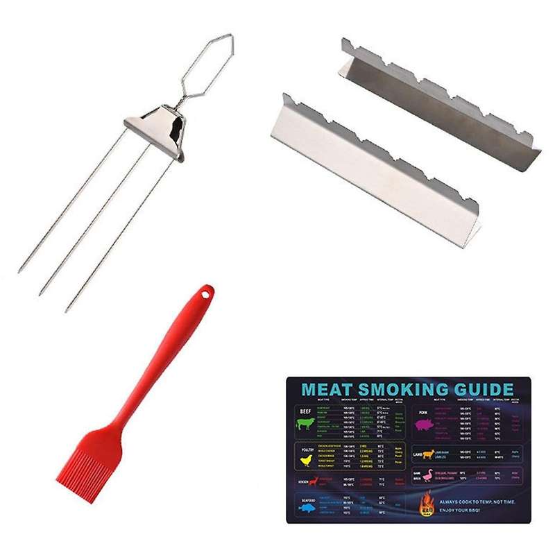 Three-Way BBQ Skewers, Stainless Steel BBQ Skewers, Easy to Use Pusher Slider, Perfect for Meats, Ve
