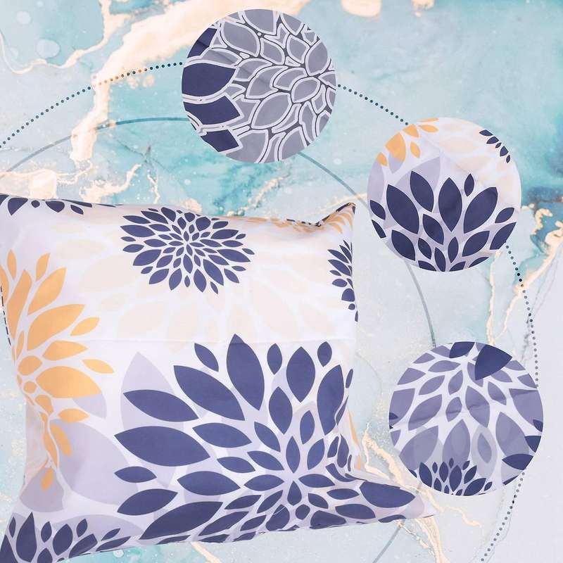 Throw Pillow Covers 18x18 Inch Set of 4,Navy Oversized Flower Geometry Square Pillow Cushion Cases
