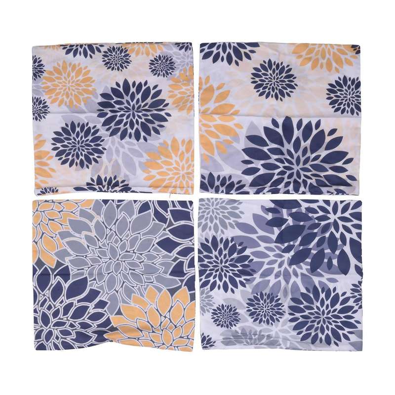 Throw Pillow Covers 18x18 Inch Set of 4,Navy Oversized Flower Geometry Square Pillow Cushion Cases