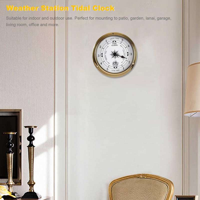 Tidal Clock, Wall Mounted Tester Copper Shell Marine for , Wall Hanging Boat Using Tidal Clock, 115