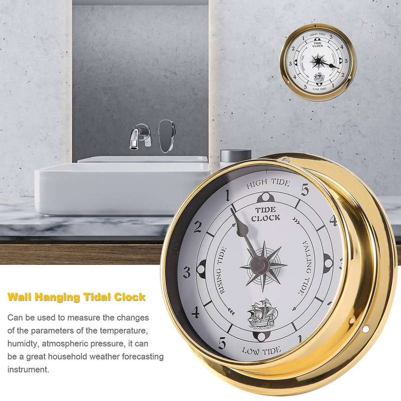 Tidal Clock, Wall Mounted Tester Copper Shell Marine for , Wall Hanging Boat Using Tidal Clock, 115