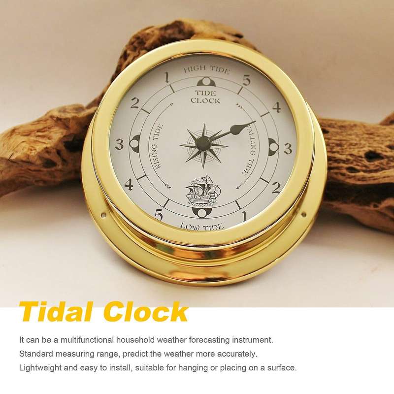 Tidal Clock, Wall Mounted Tester Copper Shell Marine for , Wall Hanging Boat Using Tidal Clock, 115