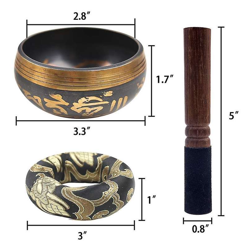 Tibetan Singing Bowl Set with New End Stroker Cushion for Meditation Yoga Spiritual Healing Mindfuln