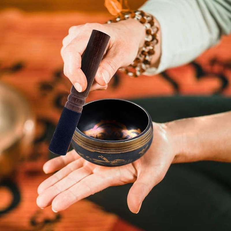 Tibetan Singing Bowl Set with New End Stroker Cushion for Meditation Yoga Spiritual Healing Mindfuln