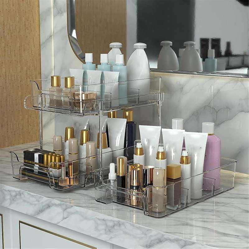 Tier Clear Pull Out Organizer with 3pcs Storage Bins, Multi- Slide-out Storage Container, Bathroom K