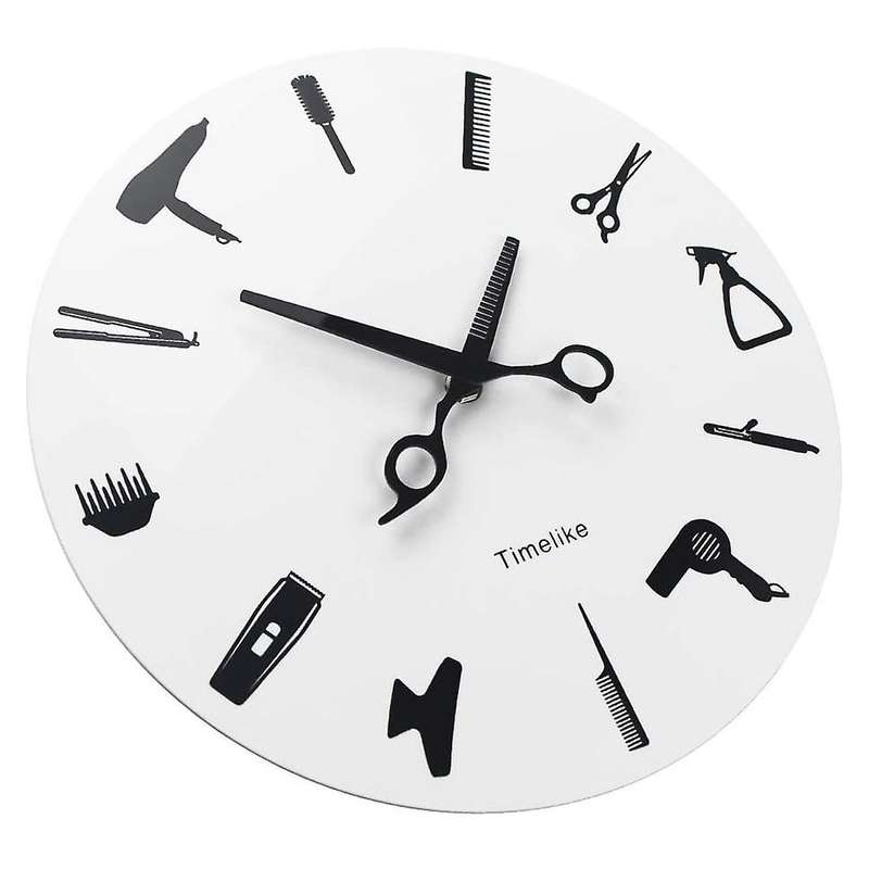 Timelike Barber Stylist Tools Wall Clock Modern 3d Quartz Non Ticking Beauty Hair Salon Clocks Watc
