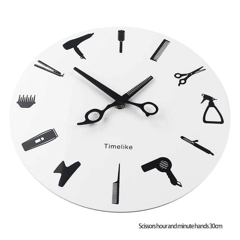 Timelike Barber Stylist Tools Wall Clock Modern 3d Quartz Non Ticking Beauty Hair Salon Clocks Watc