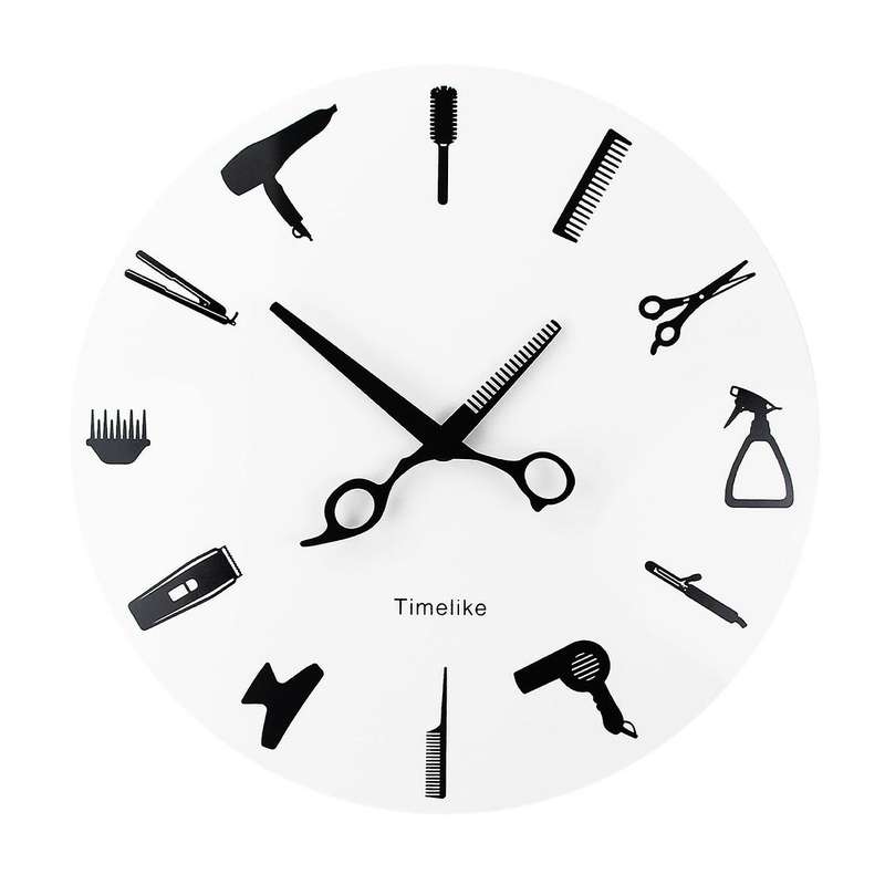 Timelike Barber Stylist Tools Wall Clock Modern 3d Quartz Non Ticking Beauty Hair Salon Clocks Watc