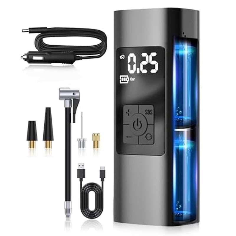 Tire Inflator Portable Air Compressor,150psi Cordless Portable Air Pump for Car Tires,lcd Display Po