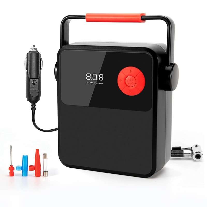 Tire Inflator Air Compressor, 12V Tire Pump with Digital Display, Air Pump with LED Lighting for Car