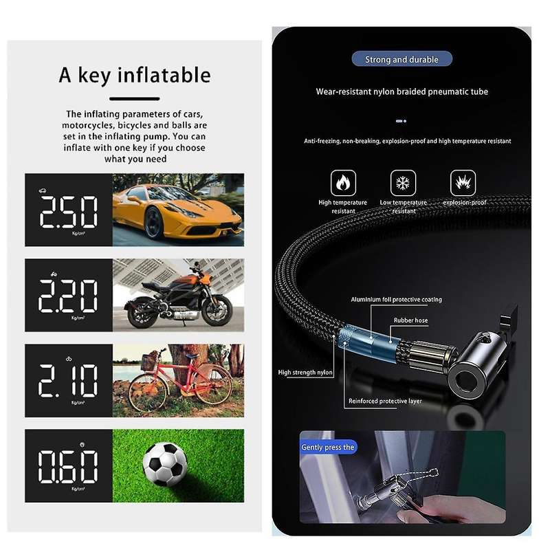 Tire Inflator Portable Air Compressor,air Pump for Car with Led Digital Pressure, 2x Faster Inflatio